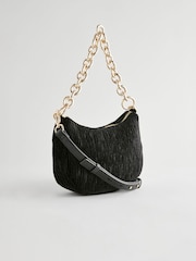 Black Velvet Chain Cross-Body Bag - Image 1 of 5