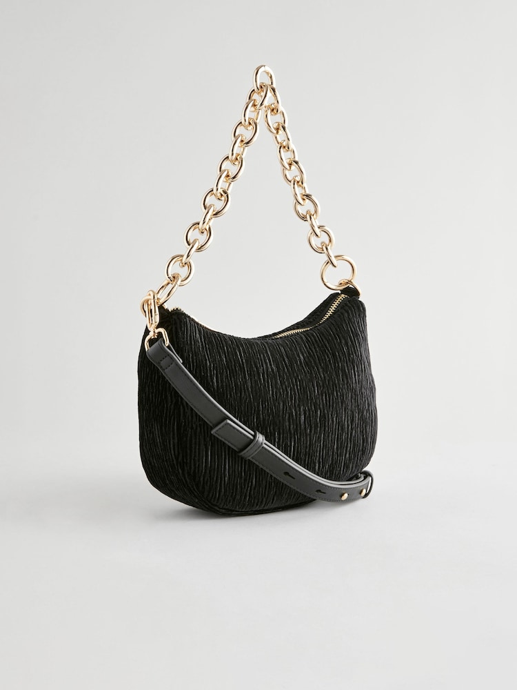 Black Velvet Chain Cross-Body Bag - Image 1 of 5