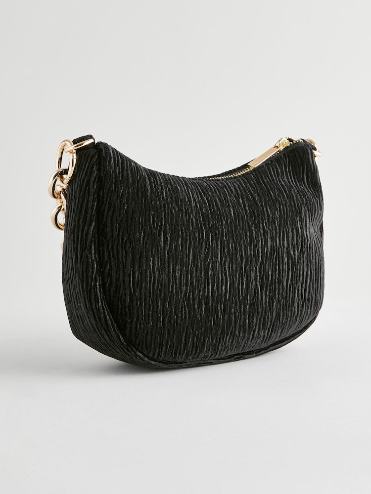 Black Velvet Chain Cross-Body Bag - Image 2 of 5