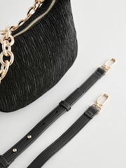 Black Velvet Chain Cross-Body Bag - Image 5 of 5