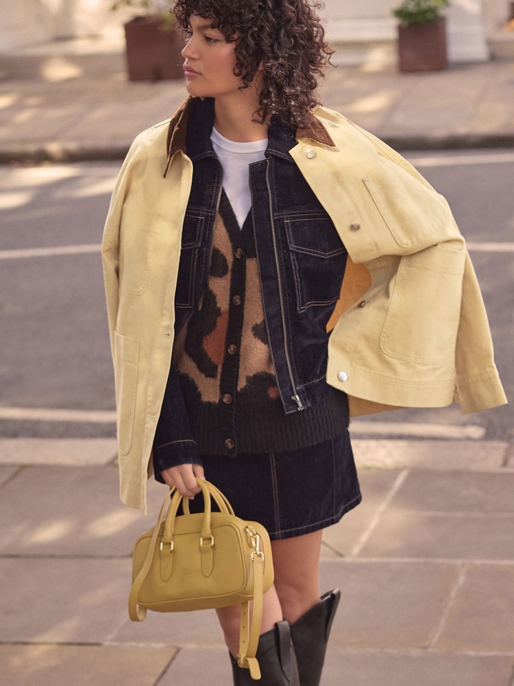 Yellow Leather Mini Bowler Bag - Image 1 of 11