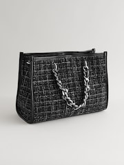 Black/White Boucle Tote Bag - Image 3 of 7