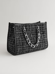 Black/White Boucle Tote Bag - Image 4 of 7
