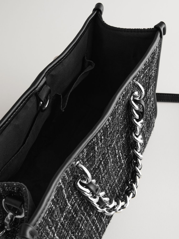 Black/White Boucle Tote Bag - Image 7 of 7 Black/White Boucle Tote Bag - Image 7 of 7