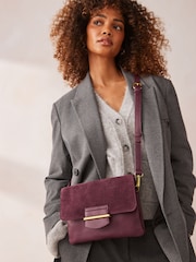 Burgundy Red Leather Cross-Body Bag - Image 1 of 10