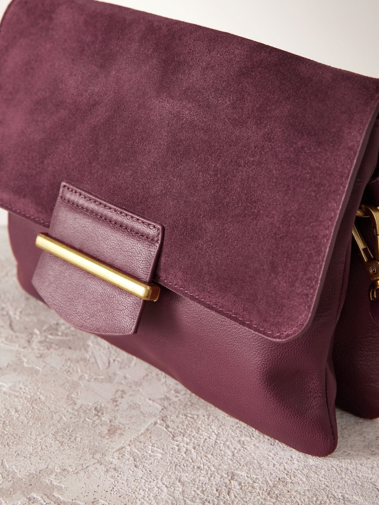 Burgundy Red Leather Cross-Body Bag - Image 10 of 10