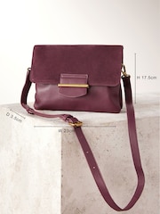 Burgundy Red Leather Cross-Body Bag - Image 4 of 10