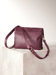 Burgundy Red Leather Cross-Body Bag - Image 6 of 10