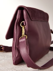 Burgundy Red Leather Cross-Body Bag - Image 9 of 10