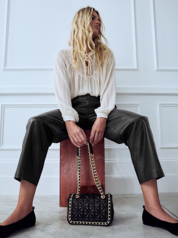 Black Quilted Chain Across-Body Bag - Image 2 of 10