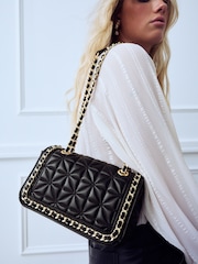 Black Quilted Chain Across-Body Bag - Image 3 of 10