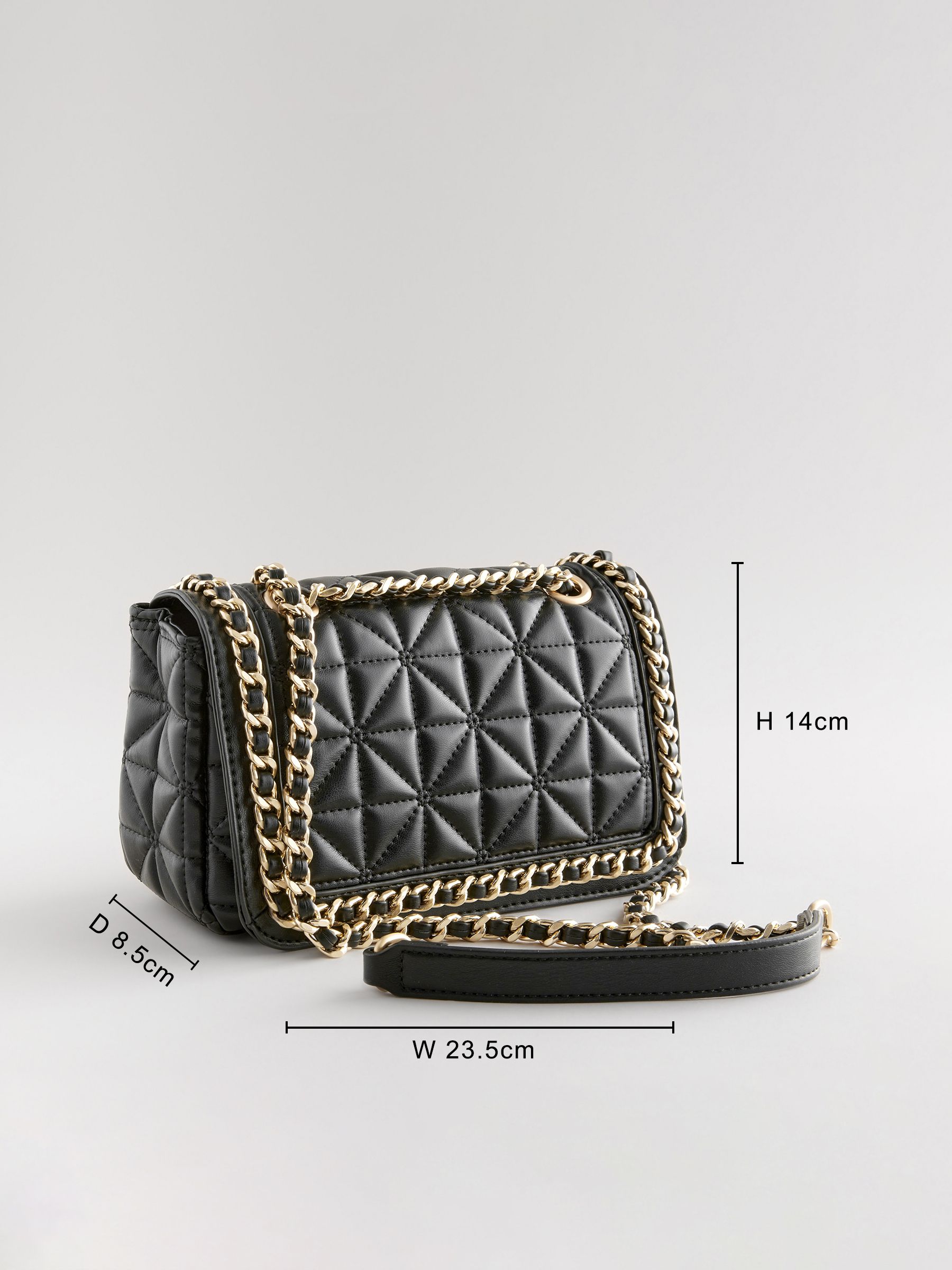 Buy Black Quilted Chain Across Body Bag from Next Luxembourg