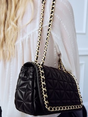 Black Quilted Chain Across-Body Bag - Image 5 of 10