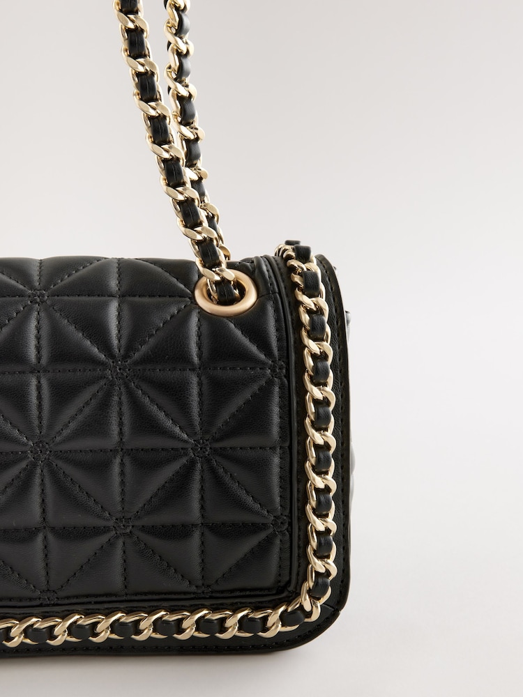 Buy Black Quilted Chain Across-Body Bag from Next Saudi Arabia