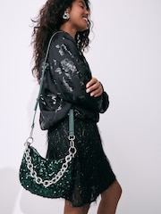 Green Sequin Chain Cross-Body Bag - Image 2 of 5