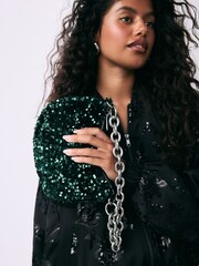 Green Sequin Chain Cross-Body Bag - Image 3 of 5