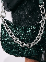 Green Sequin Chain Cross-Body Bag - Image 4 of 5