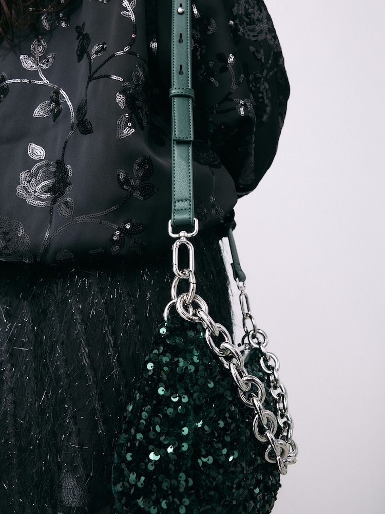 Green Sequin Chain Cross-Body Bag - Image 5 of 5