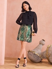 Love & Roses Green Sequin Mini Skirt - Image 4 of 4