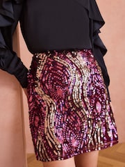 Love & Roses Pink Sequin Mini Skirt - Image 1 of 4