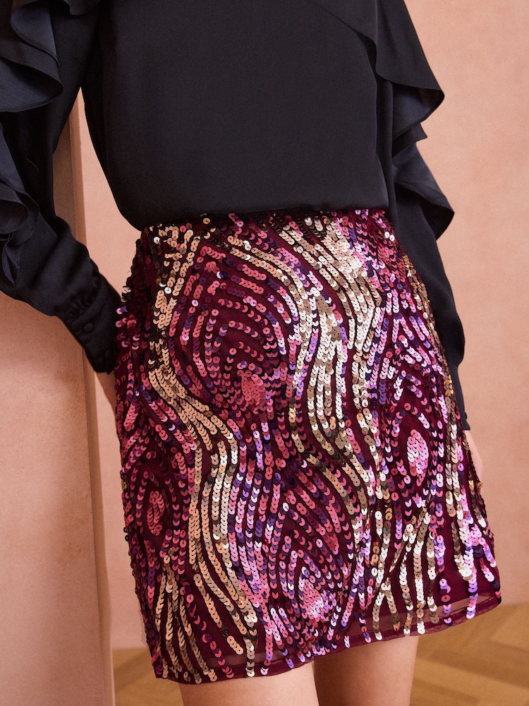 Love & Roses Pink Sequin Mini Skirt - Image 1 of 4