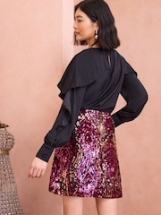 Love & Roses Pink Sequin Mini Skirt - Image 3 of 4