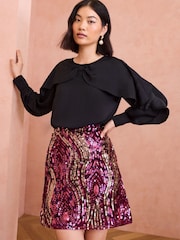 Love & Roses Pink Sequin Mini Skirt - Image 4 of 4