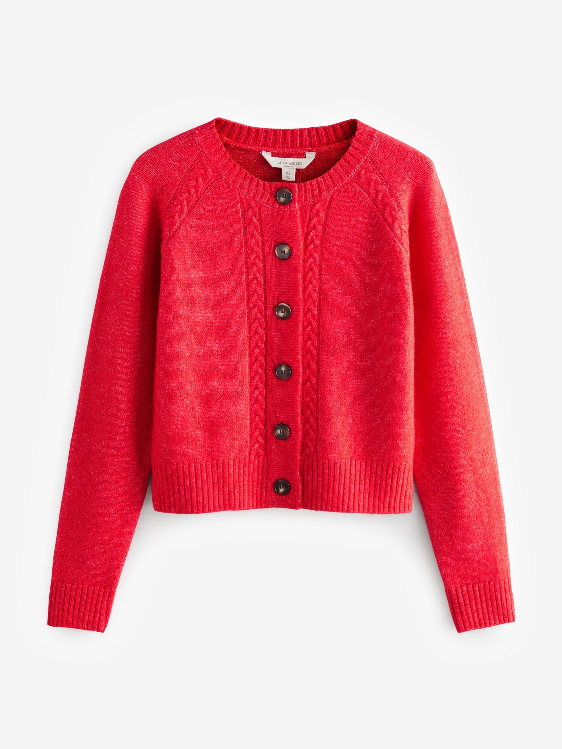 Buy Laura Ashley Red Knitted Cable Button Down Cardigan from