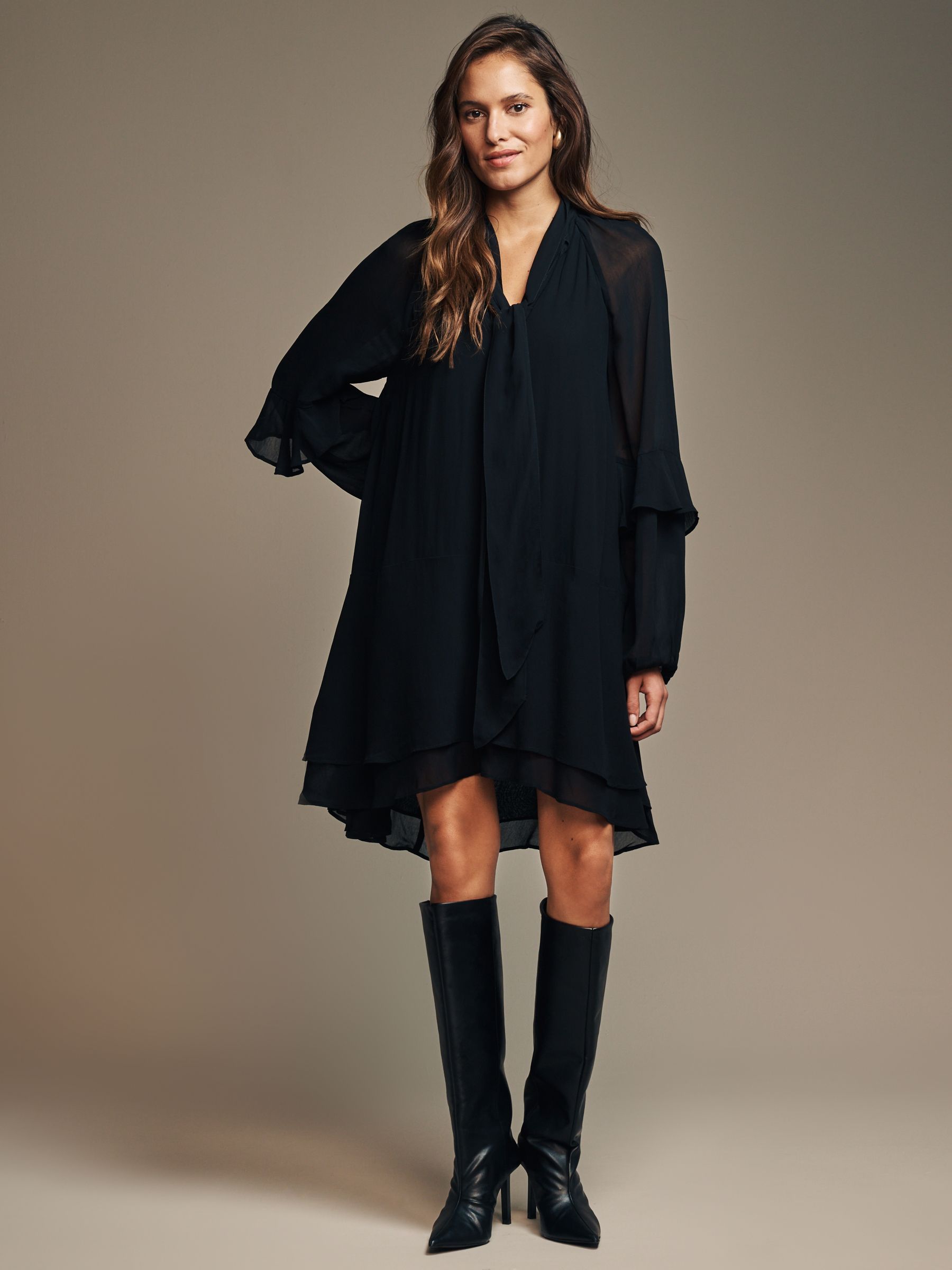 Buy Laura Ashley Black Chiffon Ruffle Dress from Next USA