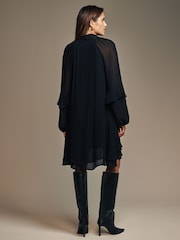 Laura Ashley Black Chiffon Ruffle Dress - Image 2 of 5