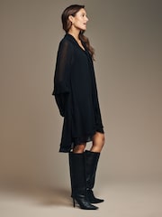 Laura Ashley Black Chiffon Ruffle Dress - Image 3 of 5