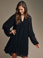 Laura Ashley Black Chiffon Ruffle Dress - Image 4 of 5