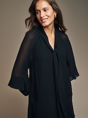 Laura Ashley Black Chiffon Ruffle Dress - Image 5 of 5