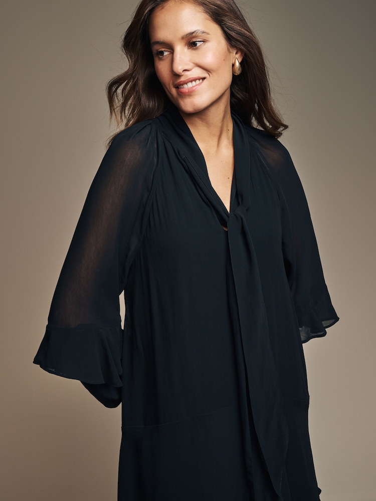 Laura Ashley Black Chiffon Ruffle Dress - Image 5 of 5