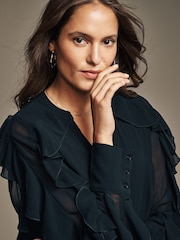 Laura Ashley Black Black Chiffon Ruffle Blouse - Image 4 of 4