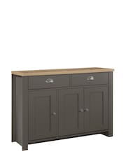 Birlea Dark Grey Highgate 3 Drawer 2 Door Sideboard - Image 6 of 7