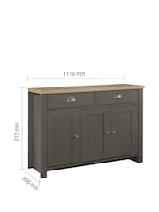 Birlea Dark Grey Highgate 3 Drawer 2 Door Sideboard - Image 7 of 7
