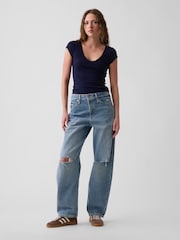 Gap Navy Close Knit Jersey V-Neck T-Shirt - Image 3 of 4