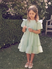 Laura Ashley Green Bow Back Flower Girl Dress - Image 1 of 13