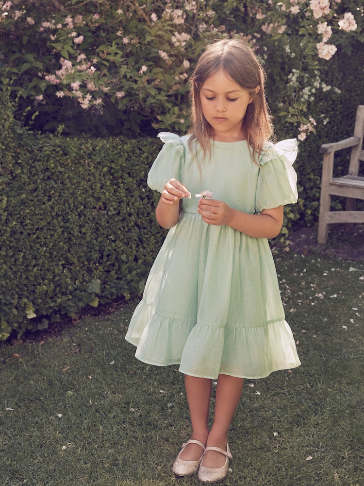 Laura Ashley Green Bow Back Flower Girl Dress - Image 1 of 13