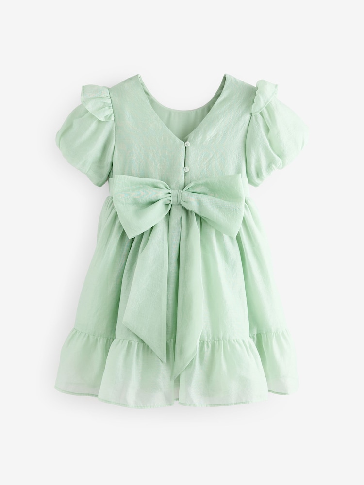 أخضر - فستان للبنات بفيونكة من الخلف وطبعة زهور من Laura Ashley - Image 10 of 13