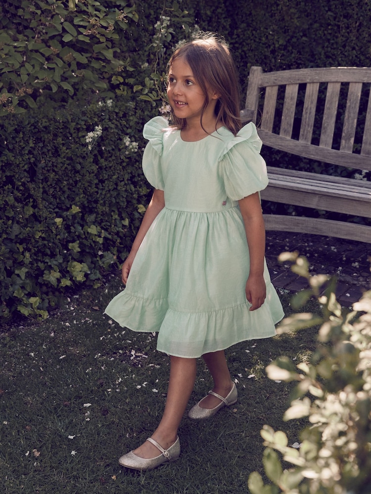 Laura Ashley Green Bow Back Flower Girl Dress - Image 2 of 13