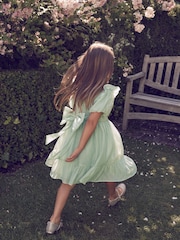 Laura Ashley Green Bow Back Flower Girl Dress - Image 3 of 13