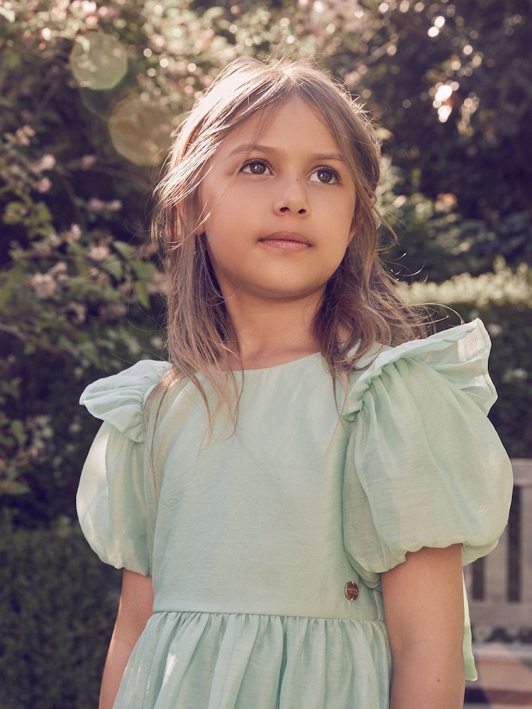 أخضر - فستان للبنات بفيونكة من الخلف وطبعة زهور من Laura Ashley - Image 5 of 13