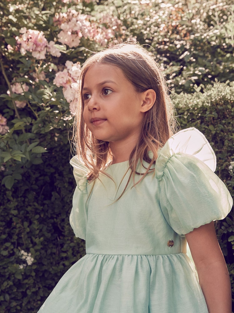 أخضر - فستان للبنات بفيونكة من الخلف وطبعة زهور من Laura Ashley - Image 6 of 13