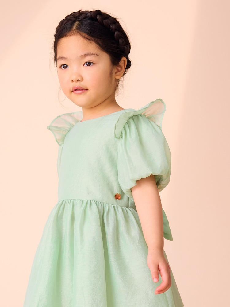 أخضر - فستان للبنات بفيونكة من الخلف وطبعة زهور من Laura Ashley - Image 7 of 13