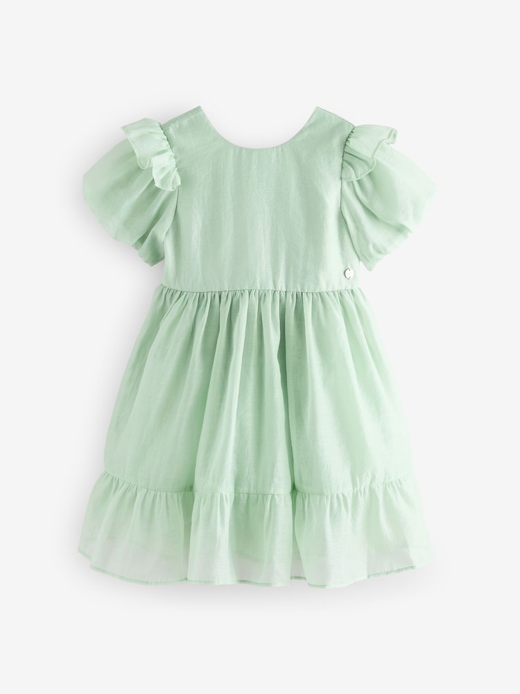 أخضر - فستان للبنات بفيونكة من الخلف وطبعة زهور من Laura Ashley - Image 9 of 13