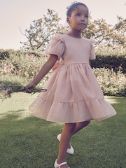 Laura Ashley Pink Bow Back Flower Girl Dress - Image 2 of 12