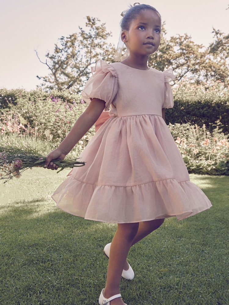 Laura Ashley Pink Bow Back Flower Girl Dress - Image 2 of 12