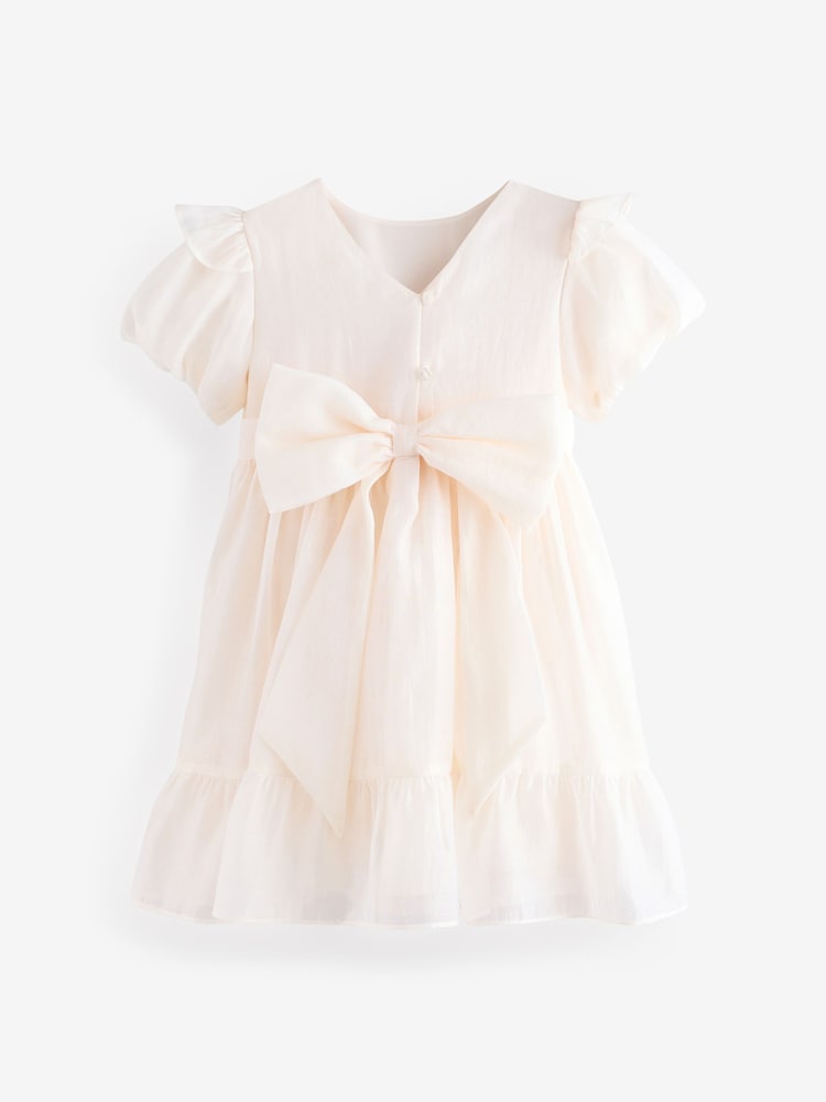 أبيض عاجي - فستان للبنات بفيونكة من الخلف وطبعة زهور من Laura Ashley - Image 6 of 9